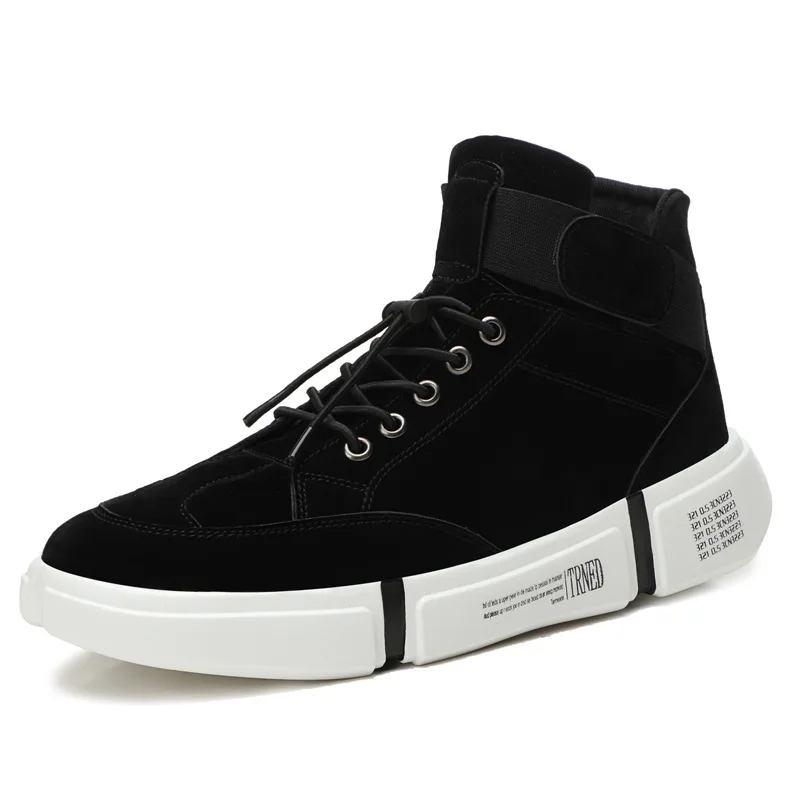 JINBEILEE Casual Skateboarding Shoes Men's High-rise Thick High-top Shoes Wild Trend Pig Leather Casual Men's Shoes