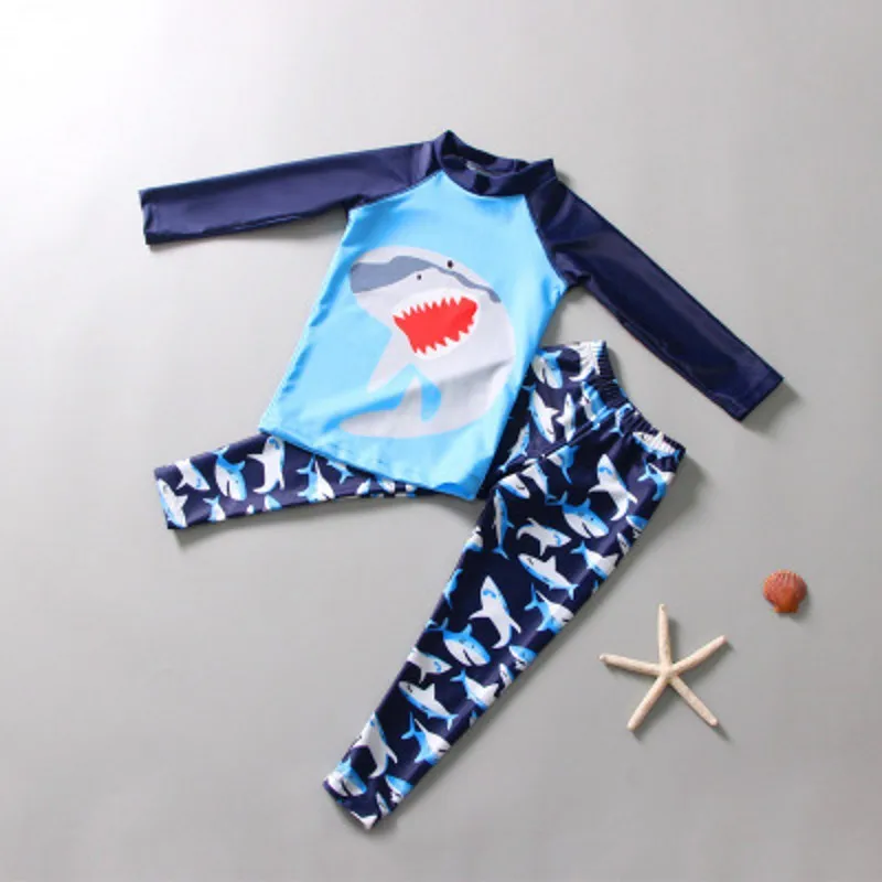 Одежда для плавания подростковый купальник для больших мальчиков, купальный костюм для серфинга, комплект из двух предметов, Солнцезащитный головной платок для плавания, пляжный набор для купания
