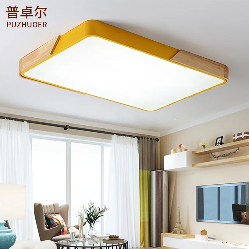 TUDA LED Ceiling Lamp Nordic Living Room Bedroom Room Acrylic Macarons Ceiling Lamp Square Log Ceiling Lamp 110V 220V