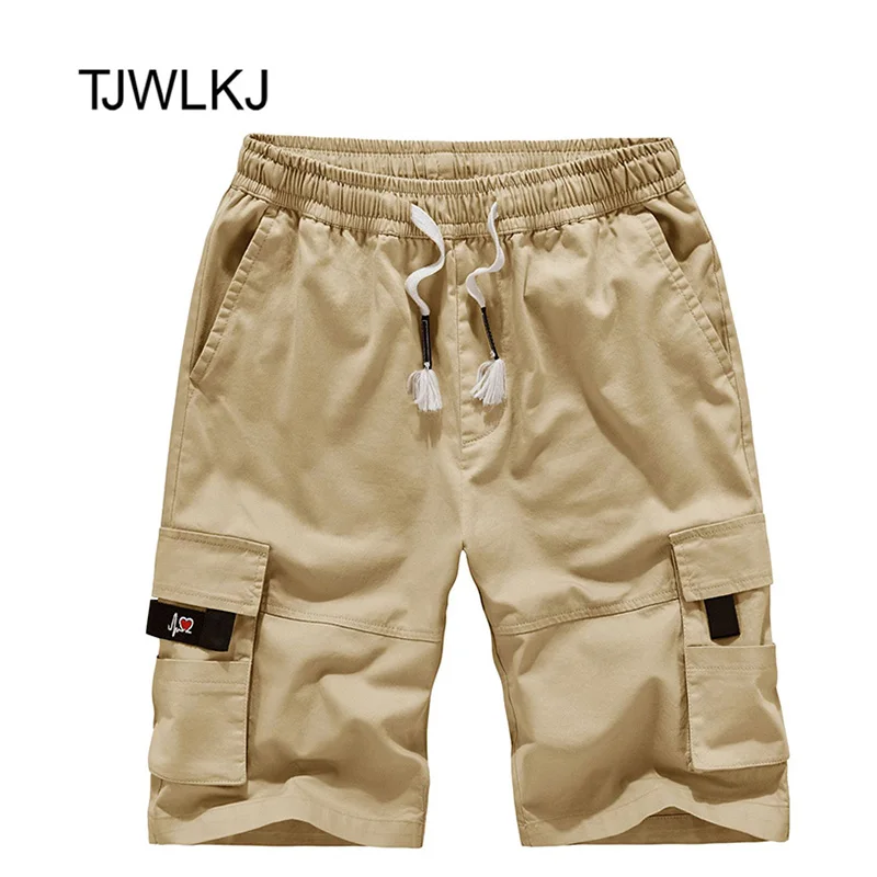 TJWLKJ уличная свободные мужские шорты Карго Плюс Размер Повседневное до колена эластичное Талия летние шорты 5xl 6xl бермуды Masculina