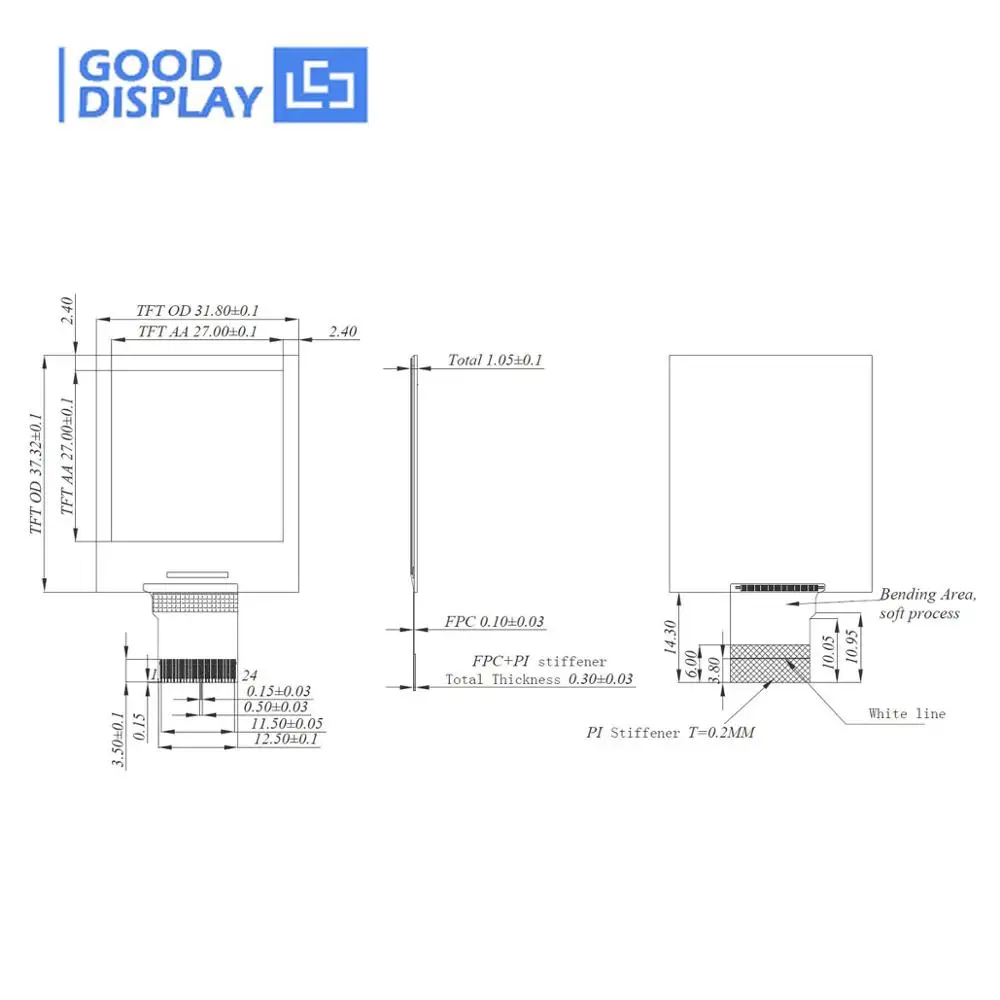 1,54 дюймовый e-ink дисплей с разрешением 200x200 e-paper GDEH0154D67