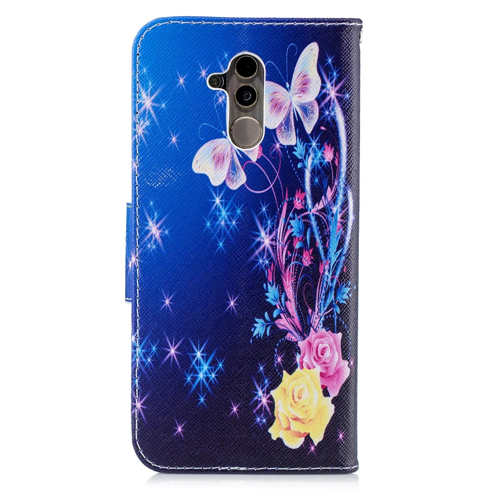 50 шт./лот для P Смарт плюс Nova 3I бабочка двухсторонних печатных кошелек Искусственная кожа чехол для huawei Maimang 7 коврики 20 Lite