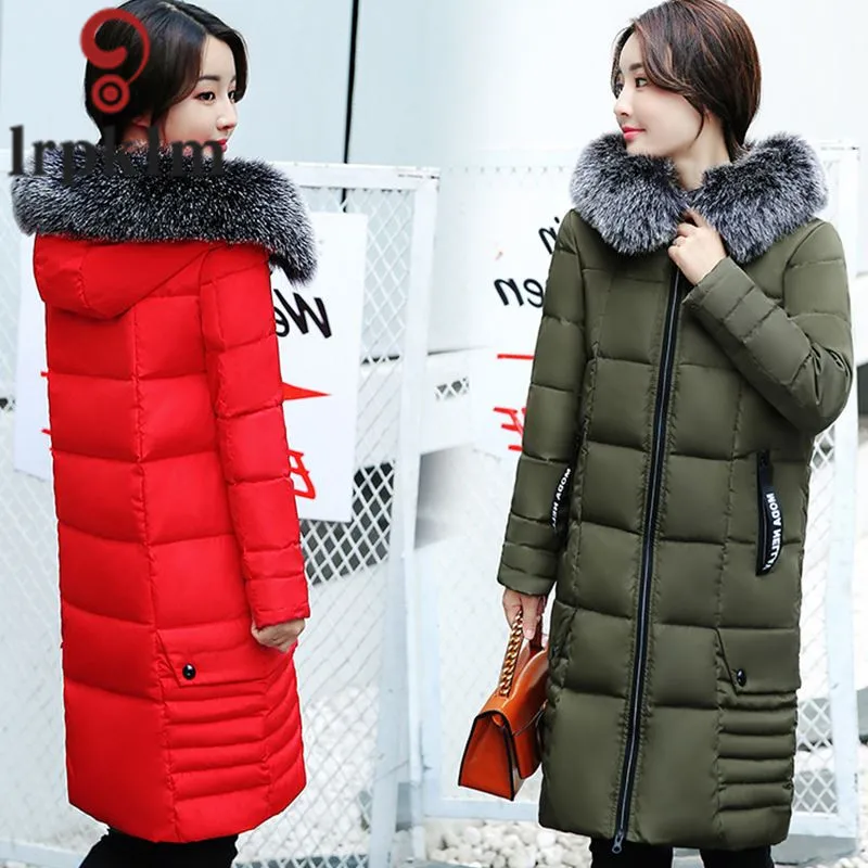 Winter Jacket Women Women's Parkas Long Coat Parka Women 2018 With Artificial Fur Collar Hooded Cotton Coats And Jackets LZ970 (3)