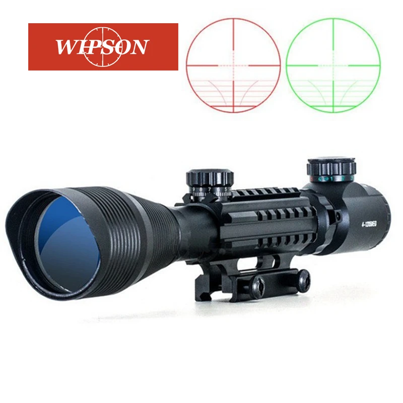 

WIPSON Tactical Hunting Aim C4-12X50 Optic sight Red Green Dual illuminated w Side Rails & Mount Airsoft Rifle Scope Collimating