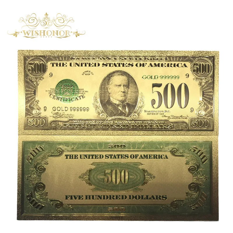 10 шт./партия, 1875 год, новая золотая банкнота, уникальный цвет, 100 доллара, 999 Золотая фольга, американская банкнота для хорошего сувенира - Цвет: 500