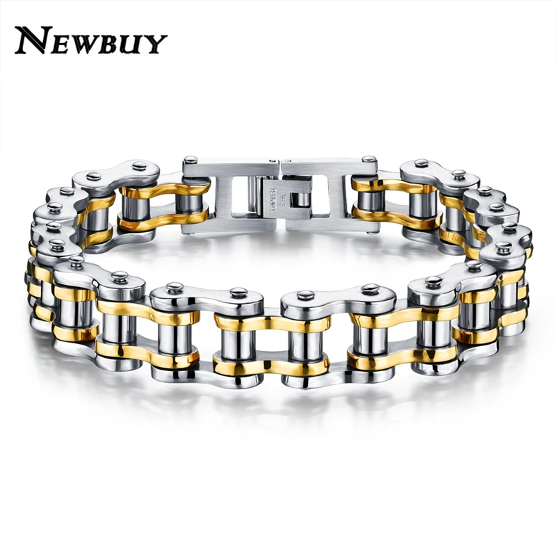 NEWBUY Мода 316L нержавеющая сталь байкер звено цепи браслет для мужчин 4 цвета повседневное спортивный стиль мужские ювелирные изделия