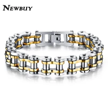 NEWBUY Мода 316L нержавеющая сталь байкер звено цепи браслет для мужчин 4 цвета повседневное спортивный стиль мужские ювелирные изделия