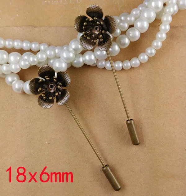 Wholesale Antique Bronze 18x6mm With stopper For Women Men Lapel Pin