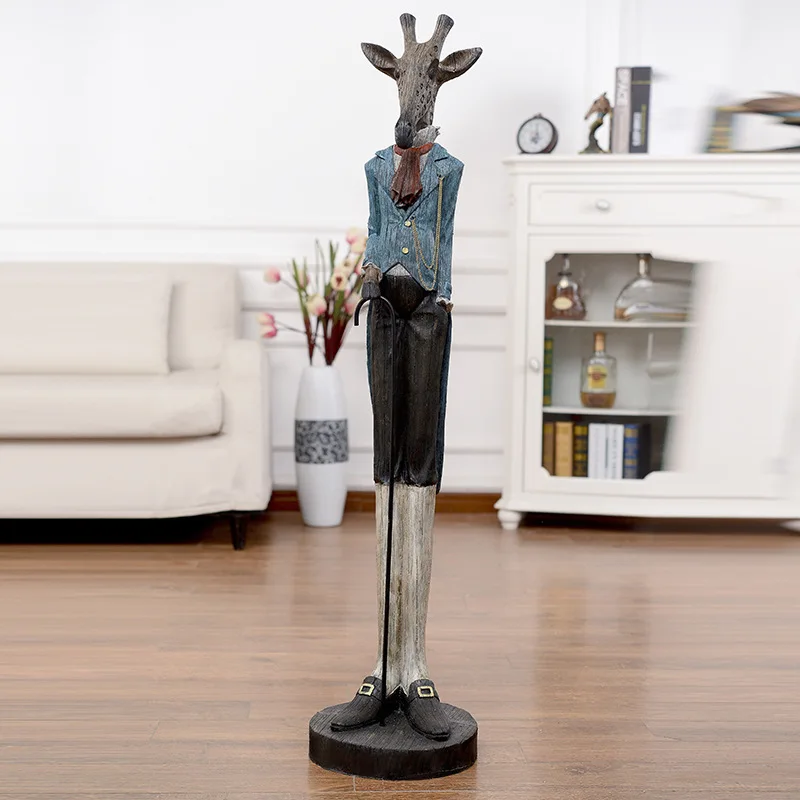 

American style living room floor deer creative resin crafts display Retro home soft accessories home decor