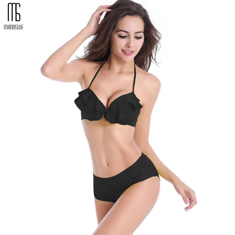 

2018 Sexy Cross Bikinis Set Women Swimwear Push Up Backless Bathing Suit Swimsuit Two Piece Mid-Waist Color Solid Beachwear XL