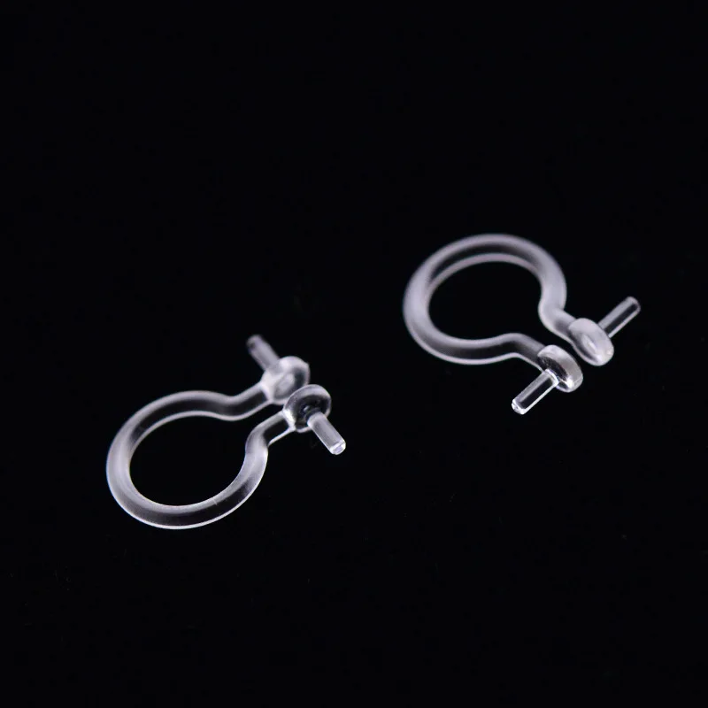 SEA MEW 100PCS Transparent Ear Clip For Jewelry Making Ear Plug Plastic Earrings Accessorie Base Setting DIY Jewelry Component Jewelry Findings