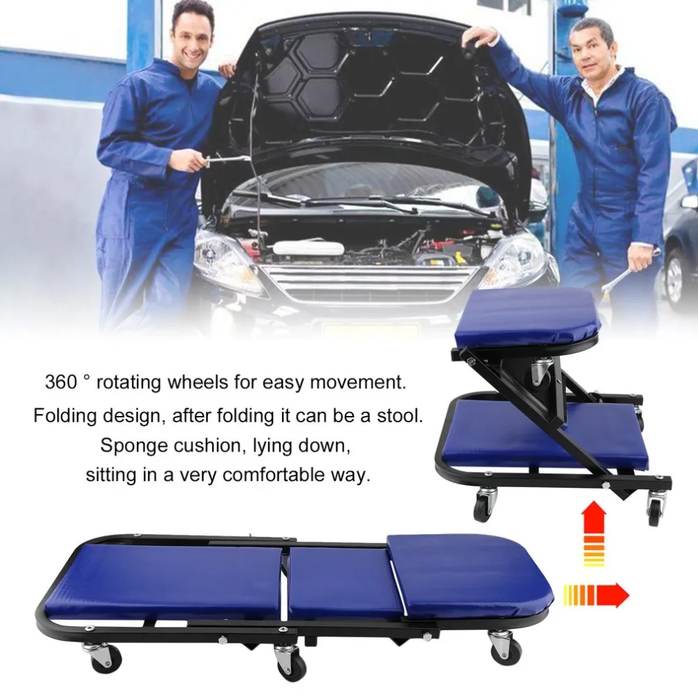 

Z Shape 36 Inch 360 Degree Rotatable Wheels Foldable Car Repairing Plate Creeper Seat Convertible To Stool Maintenance Tool