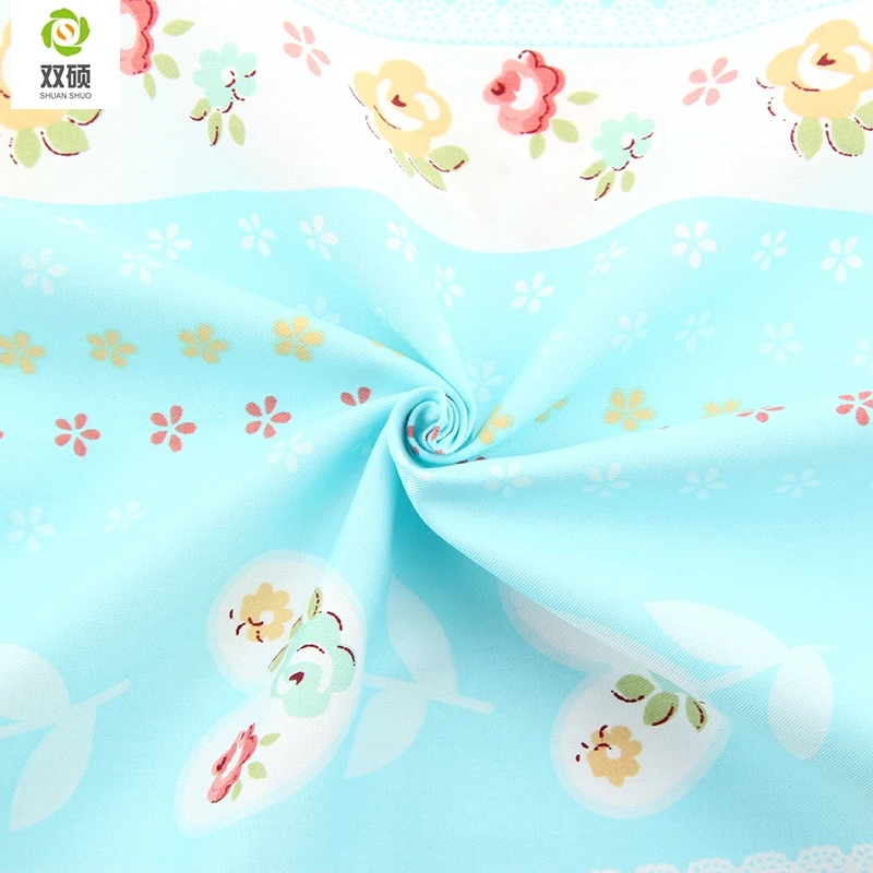 Cotton Fabric Telas Patchwork Fabirc Tilda Cotton Fabirc Tissus  Metre Cloths For Sewing Tilda Doll Blue Flower 160*50cm