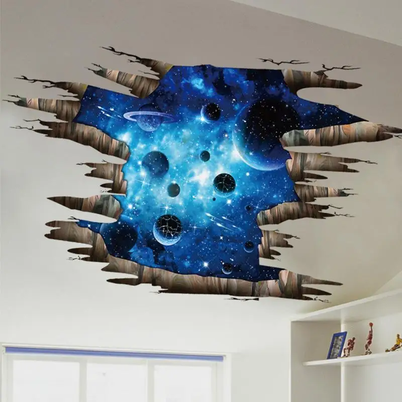 

Outer Space Planets 3D Wall Stickers Cosmic Wall Decals For Kids Room Baby Bedroom Ceiling Floor Decoration