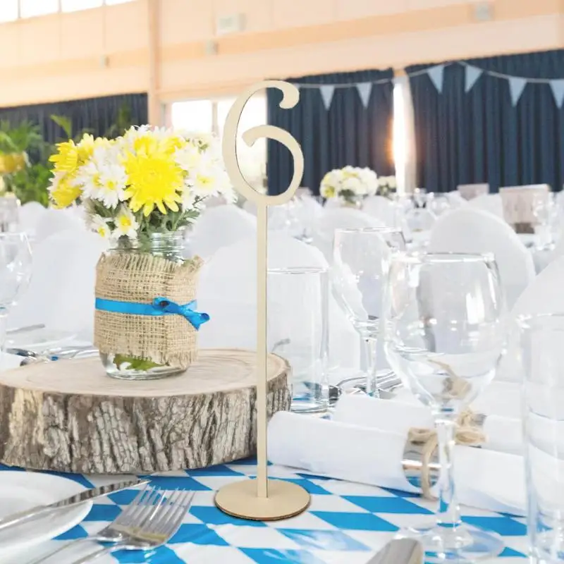 10pcs Wooden Wedding Table Place Holder Number Seat Cards Ornaments Place Card Holder Party Decor Home Craft