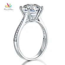 Pavo real Estrella Sólida Plata de ley 925 Anillo de Compromiso de 3 Quilates de La Joyería Del Aniversario de Boda CFR8209