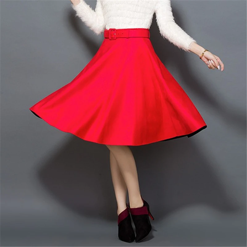 Negro camel Cuero Mujeres Longitud Vintage Nueva wine Elegante Oficina Falda Suede Rodilla Ball Gown rojo Waisted Otoño Alto 2016 Zipper Flare De Invierno Oxf8qHpBBw