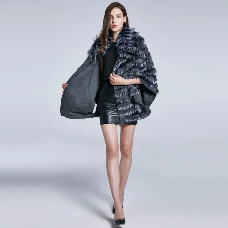 Женское зимнее пальто из натурального меха, куртка с натуральным мехом лисы, пальто, модный дизайн с широким рукавом, меховой воротник, новинка, скидка