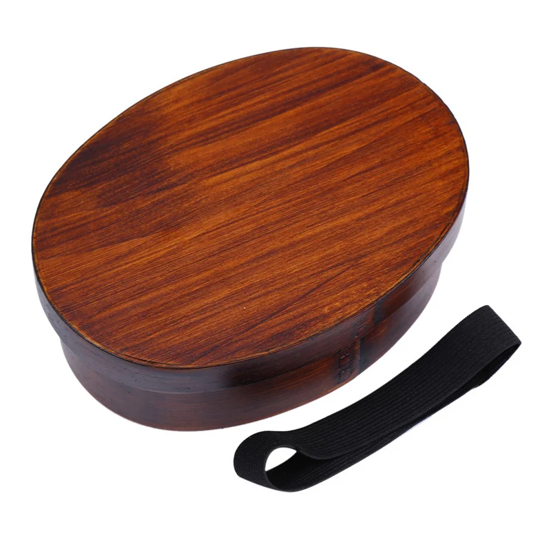 Japanese Bento Sushi Box Eco-friendly Wooden Bento Lunch Boxes Food Container with 3 Compartments Small Portable Oval Lunchbox for Kids Picnic Tableware (4)