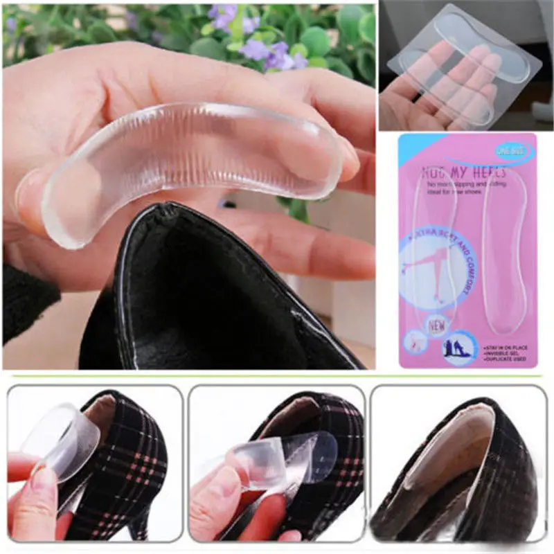 1 Pair Shoes Insole Pads Heel Cushion Back Liner Silicone Gel Foot Care Inserts
