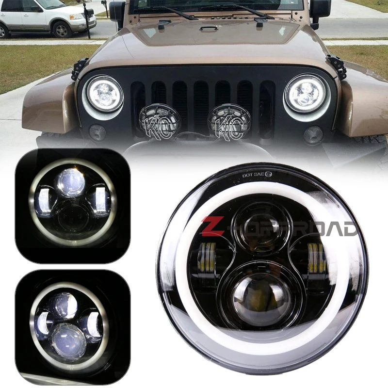 For Jeep Wrangler LJ TJ JK offroad 7" led headlight projection daymaker