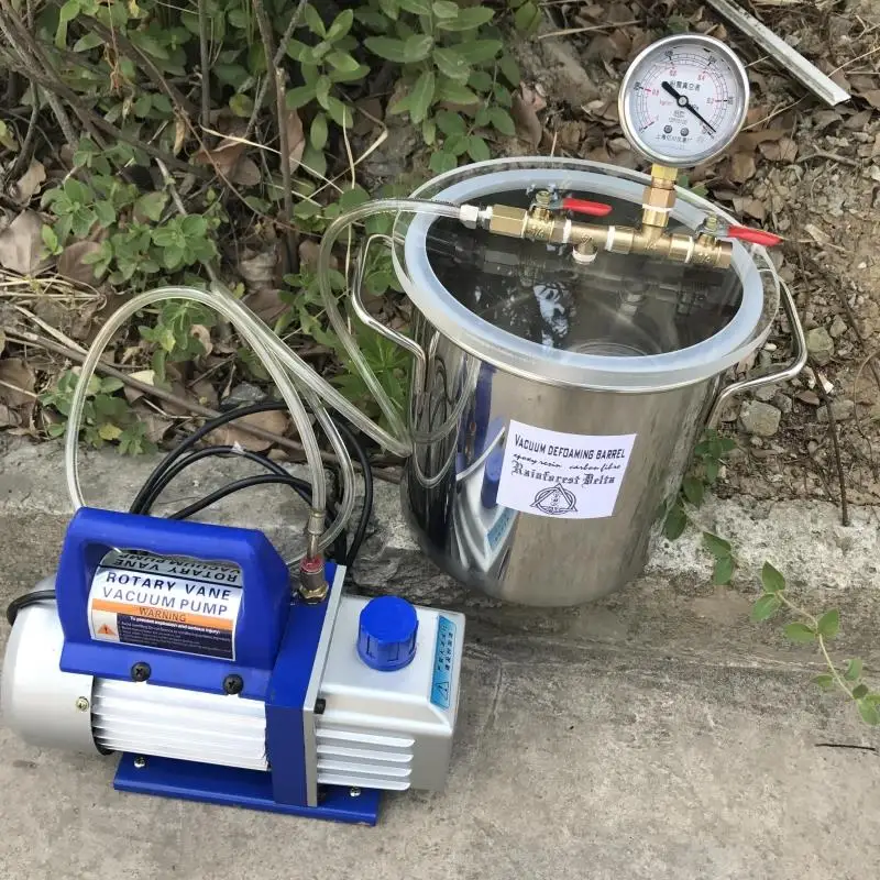 

1.6 Gallon Vacuum Chamber and Pump with 2.5/3 CFM 1 Stage Air Vacuum Pump 110V/220V for Resin Stainless Steel Vacuum Chamber