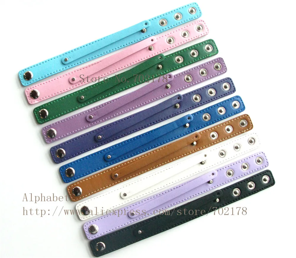 

50pcs/lot PU Leather copy Leather wristband have 8mm small a belt on fit 8mm slide charm letters DIY Accessory bracelet WB035
