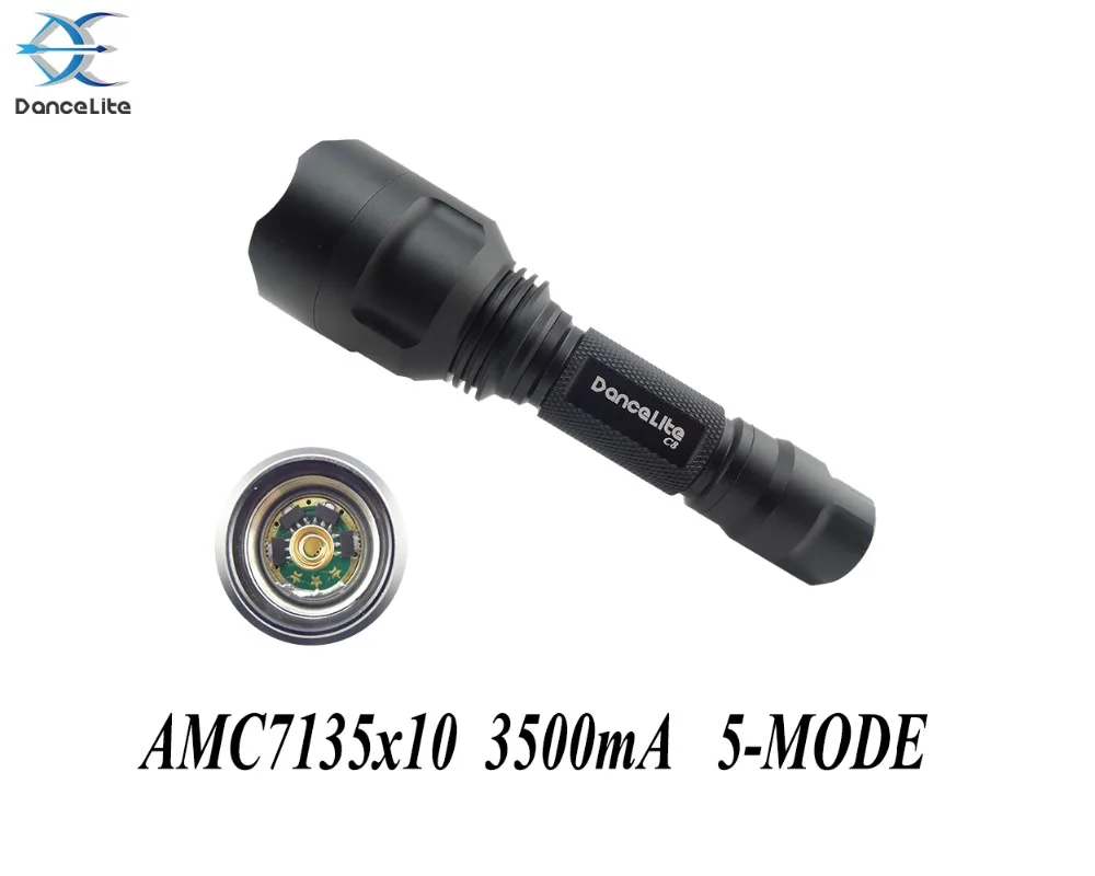 Lancelite C8 XM L2 U3 10xAMC7135 3500mA 5 режимов светодиодный фонарик + аккумулятор 18650 3600 мАч одно