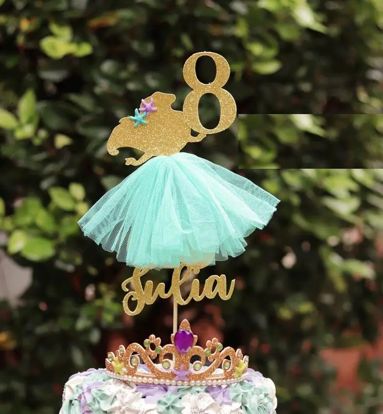 

personalize little mermaid Princess Centerpiece pick under the sea birthday party cake toppers baby shower toppers