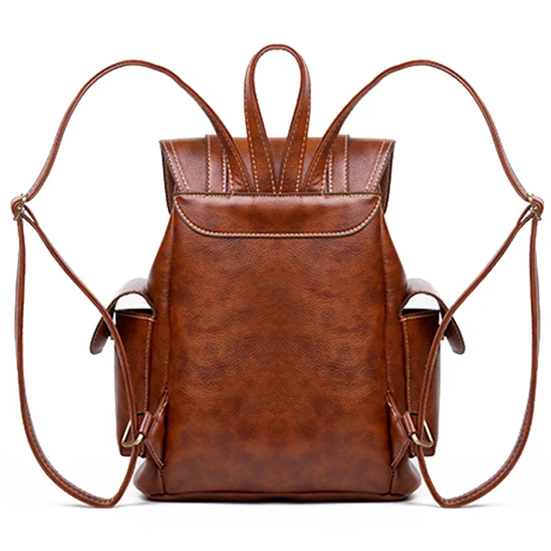 Mochila de cuero de moda de las mujeres grandes de taleguilla DE LA ESCUELA bolsa de viaje para las niñas adolescentes mochilas negro marrón XA480H