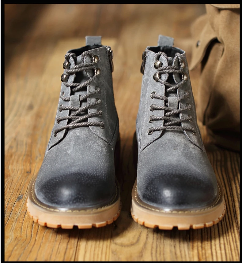 Men's Boots Lace-up Desert Boot Ankle Black Men Boots Genuine Leather Men Shoes Genuine Leather Winter Shoes Mens Fashion Boot   (14)