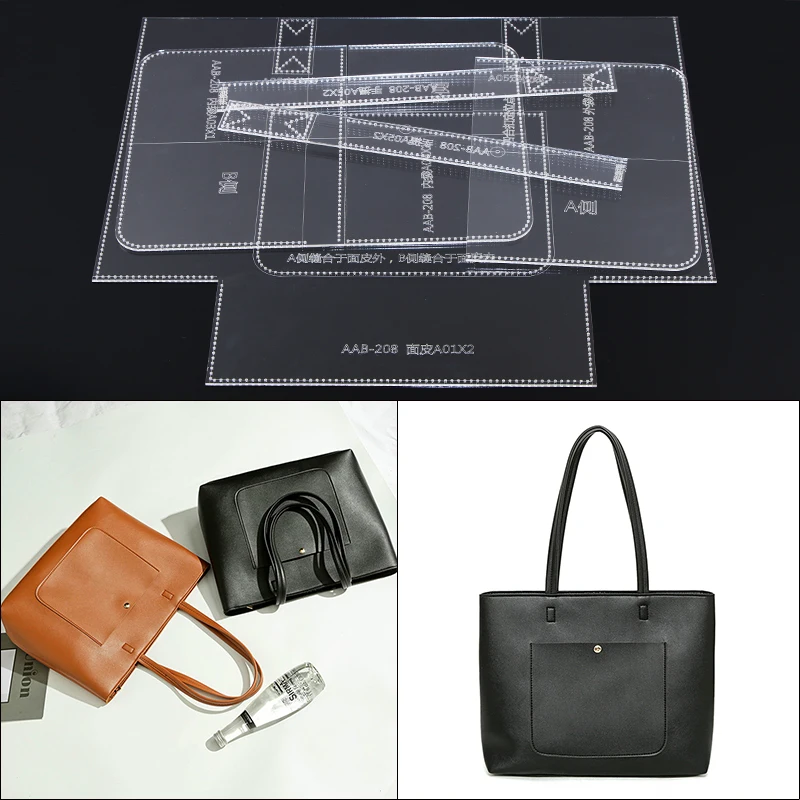 

Ladies handbag single shoulder bag tote bag acrylic durable pattern DIY manual leather design template 40X30X5CM