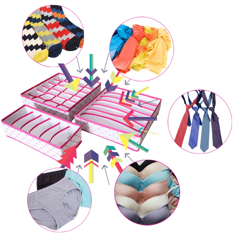 3PCS/SET Foldable Underwear Organizer Bra Tie Scarf Clothes Storage Box Container Wardrobe Closet Organizer Drawer Dividers Case