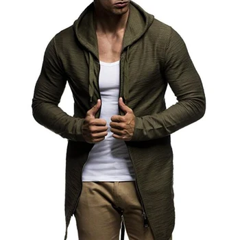 

Mans New Men Hip Hop Cardigan hoodies Coat Male Sweatshirts Hooded Slim Fit Longline Tail Curved Hem Hoodie Homme Coat Tops