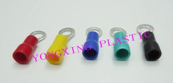 

250pcs/lot RV2-5 insulated terminal block 16-14AWG 1.5-2.5mm2 cable red yellow blue green black five color mixed