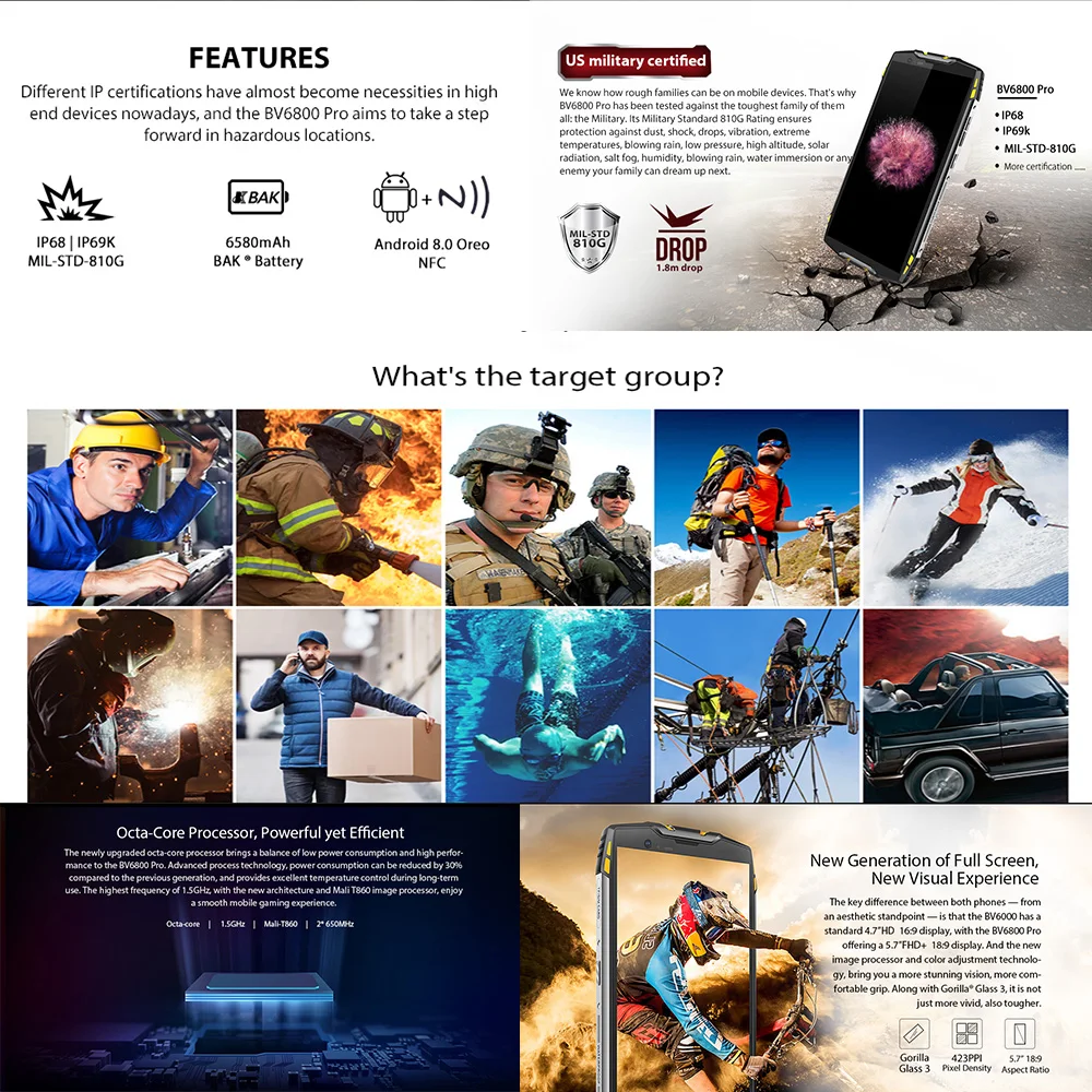 Водонепроницаемый смартфон Blackview BV6800 Pro 4+64 ГБ|Смартфоны| |
