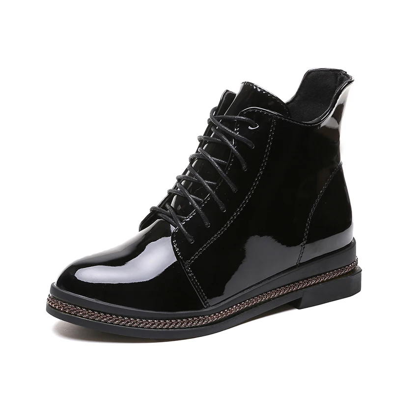 

Moxxy Ankle Martin Boots Flats Leather Round Toe Shoes Woman Boots Autumn Female Low-heel Women Casual Shoes Botas Mujer