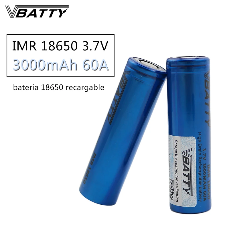 

Free shipping Vbatty IMR18650 60A 3000mAh battery power bank 18650 lithium battery ncr18650b qb18650 mod vape smok ecig(2 pcs)