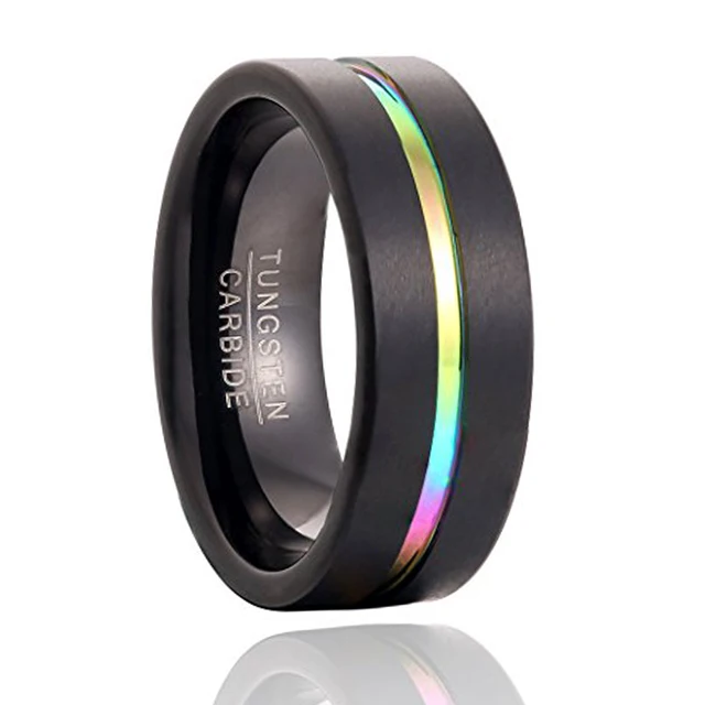 rainbow color tungsten carbide wedding bands gay men rings black best engagement rings latest jewelry styles - Rainbow Wedding Rings rainbow color tungsten carbide wedding bands gay men rings black best engagement rings latest jewelry styles - Rainbow Wedding Rings