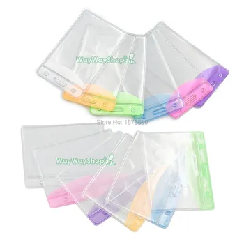 

100 PCS Business ID Card Holder Badge Clear Mix Color for reel lanyard (Vertical Horizontal choise)