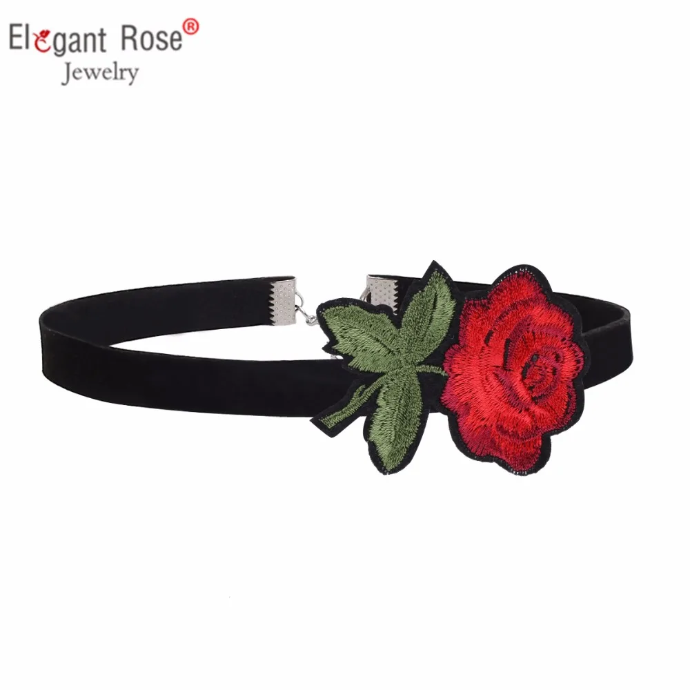 ElegantRose романтическое черное бархатное простое модное Вышитое колье-чокер с