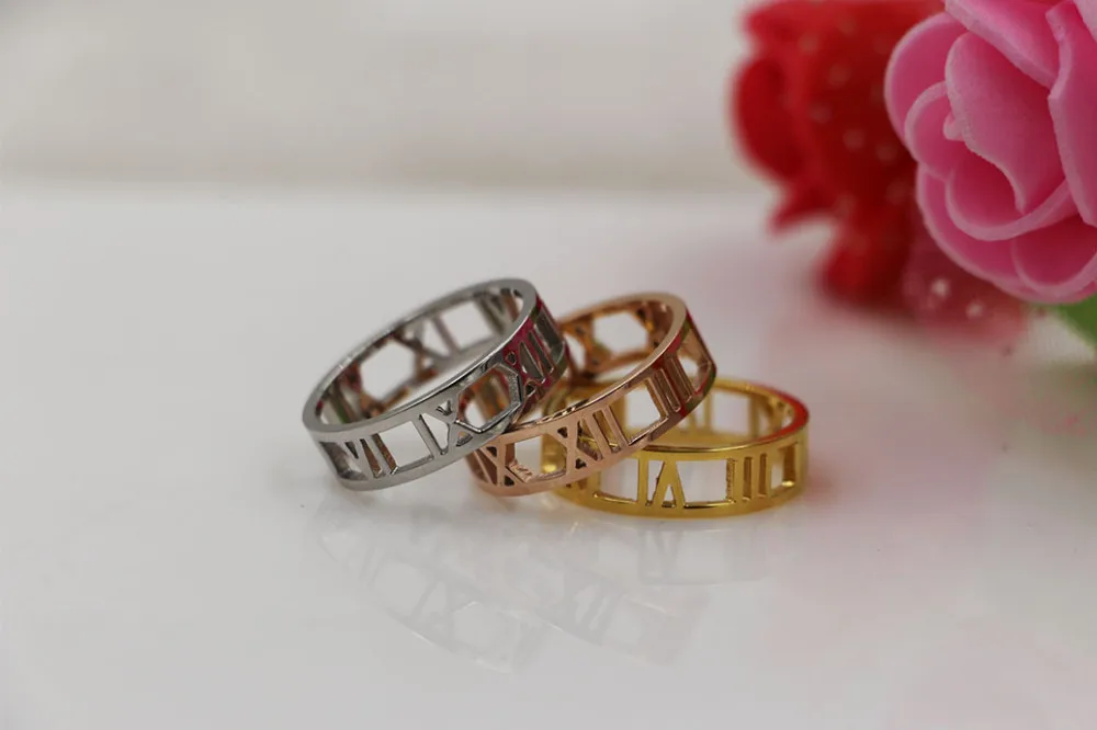 Модные украшения tyme Новое римское кольцо для женщин и мужчин цифровая широкая оправа на леске палец титановый золотой цвет и серебро для влюбленных Кольцо