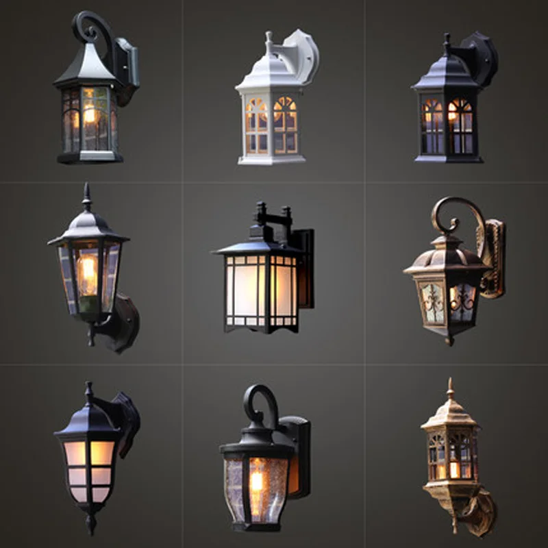 Baratos Lámpara de pared al aire libre impermeable europeo retro desván industrial viento balcón nórdico exterior pared Luz Jardín