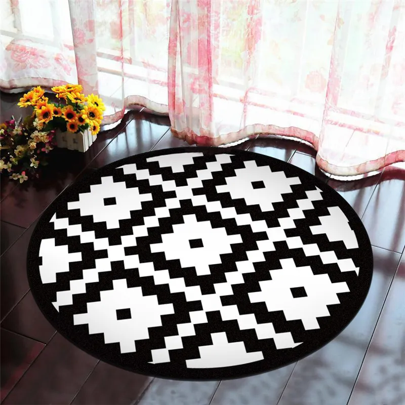 Черно-белый геометрический узор круглый ковер тренд 3D печать ковры и ковры для гостиной журнальный столик Йога противоскользящие маты