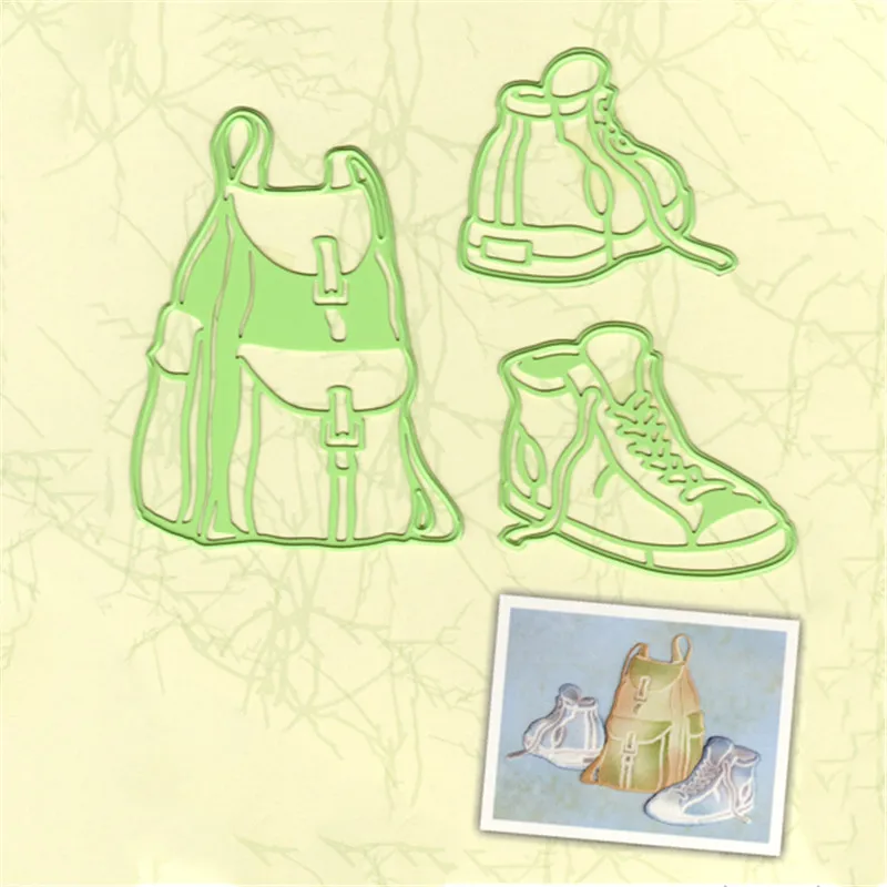 

GJCrafts Sneakers & Back Pack Dies Metal Cutting Dies Scrapbooking for Card Making DIY Embossing Cuts New Craft Cute Photo Album