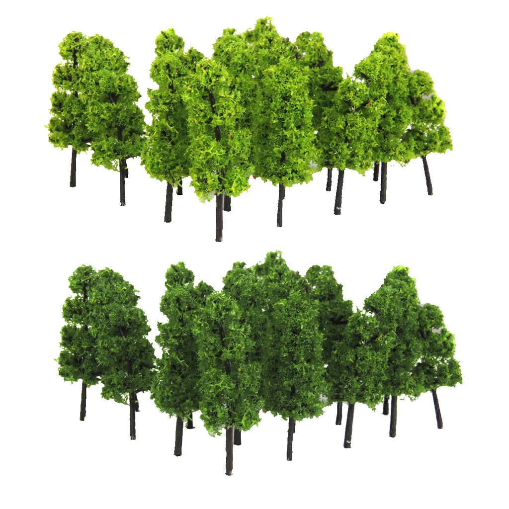 20Pcs Pagoda Model Trees Train Railroad Scenery Layout Diorama Garden Park Decor Accessory Dark & Light Green 1/100 HO OO Scale