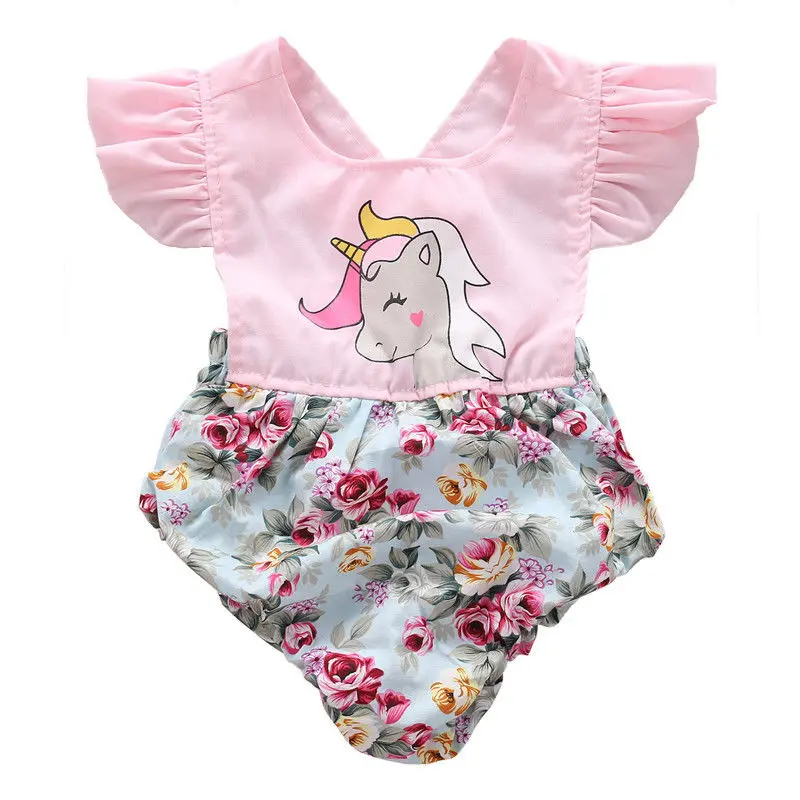 Infant Baby Girls Kids Flower Romper Jumpsuit Sunsuit Bodysuit Clothes Summer US