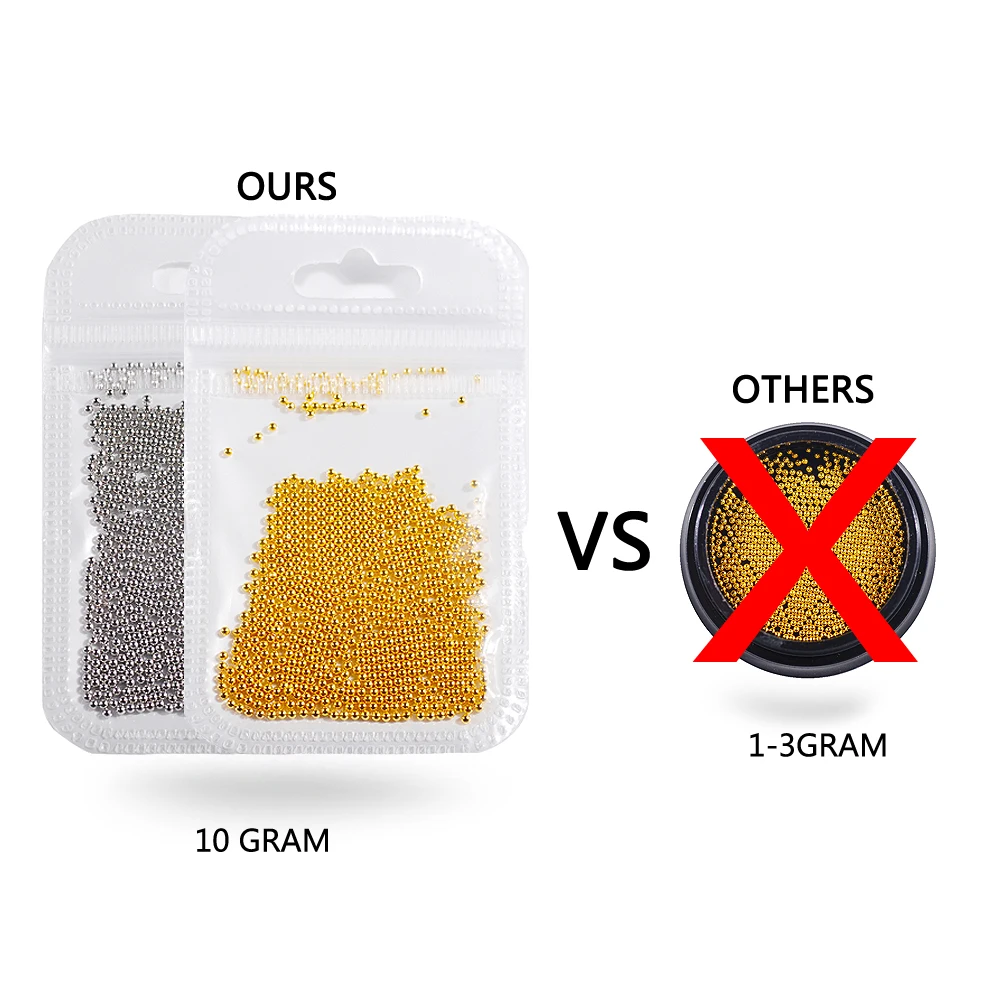 

0.6-2.0mm 10gram Mini Caviar Metal Beads Micro Steel Ball Nail Stud Small Beads 3D Micro Bead DIY Tool Nails Art Charm