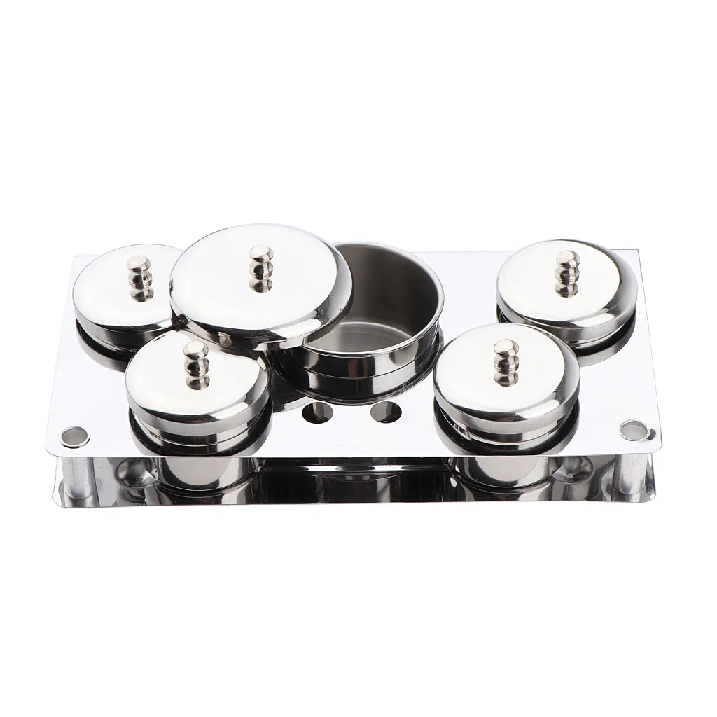 Unbreakable Durable Stainless Steel 5 Cups Sterilizing Disinfecting Sanitizing Jar Salon Barber Tools Germicide Containers