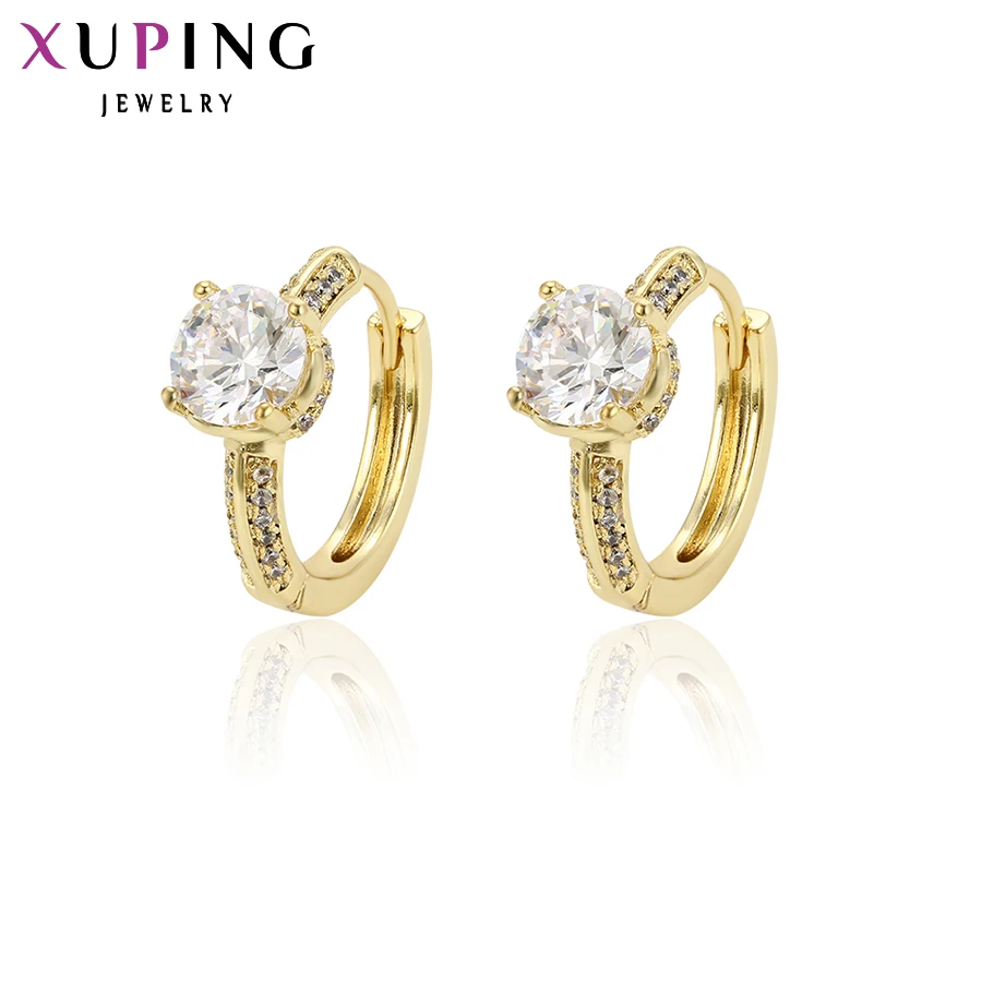 

Xuping Elegant Hoops Earrings Light Yellow Gold Color Plated Jewelry for Women Mother's Day Gift S97.6-97010